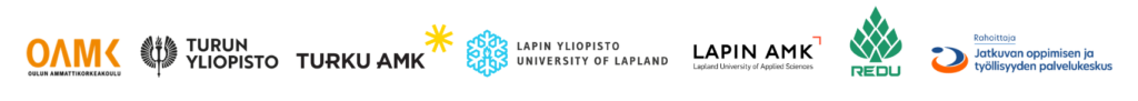 Oamkin, Turun yliopiston, Turku amkin, Lapin yliopiston, Lapin amkin, Redun ja Jatkuvan oppimisen ja työllisyyden palvelukeskuksen logot.